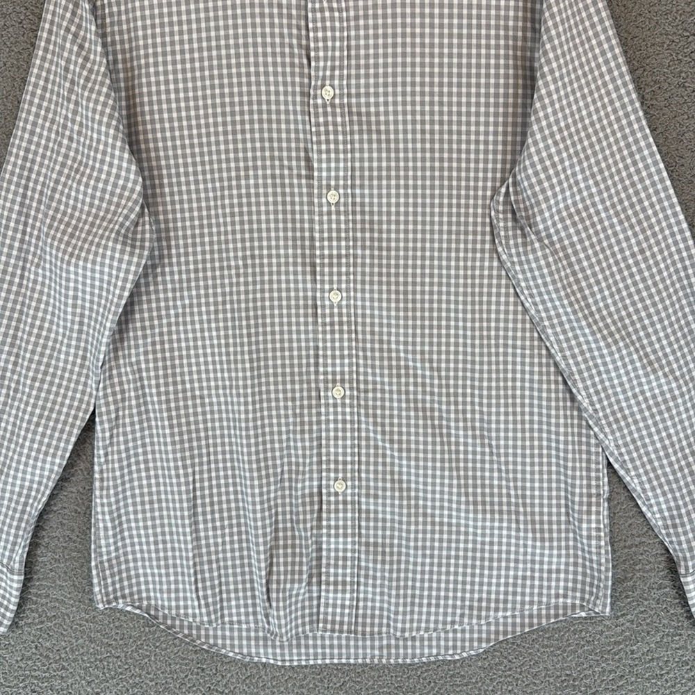 Faherty Gray & White Checkered Button Down Long S… - image 3